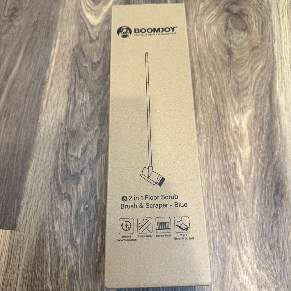 Boomjoy 2-in-1 Floor Scrub Brush & Scraper - Blue